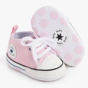 First Walkers Pink Canvas High-Top Baby Shoes